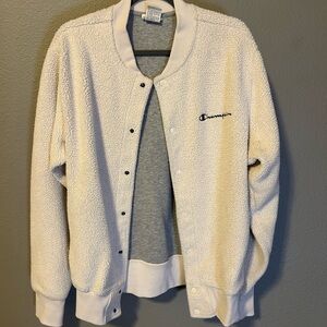 Champion Cream Sherpa Jacket with Ribbed Collar